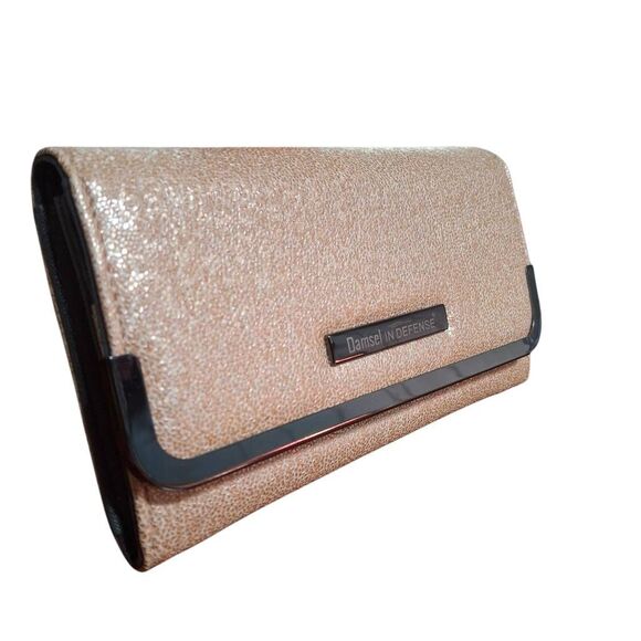 Damsel in Defense The Daphne Concealed Collection Gold Glitter Long Wallet - Picture 2 of 6